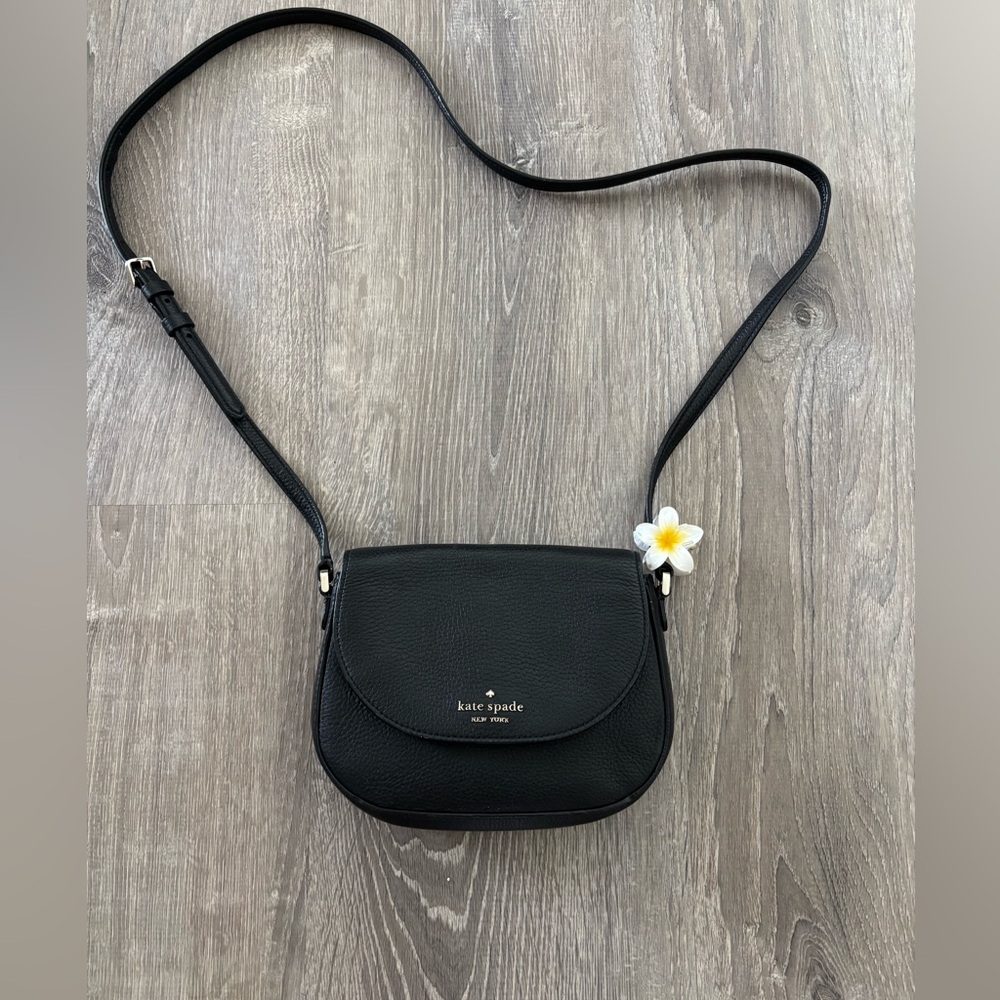 Kate Spade Leila Mini Flap Black Leather Crossbody Bag